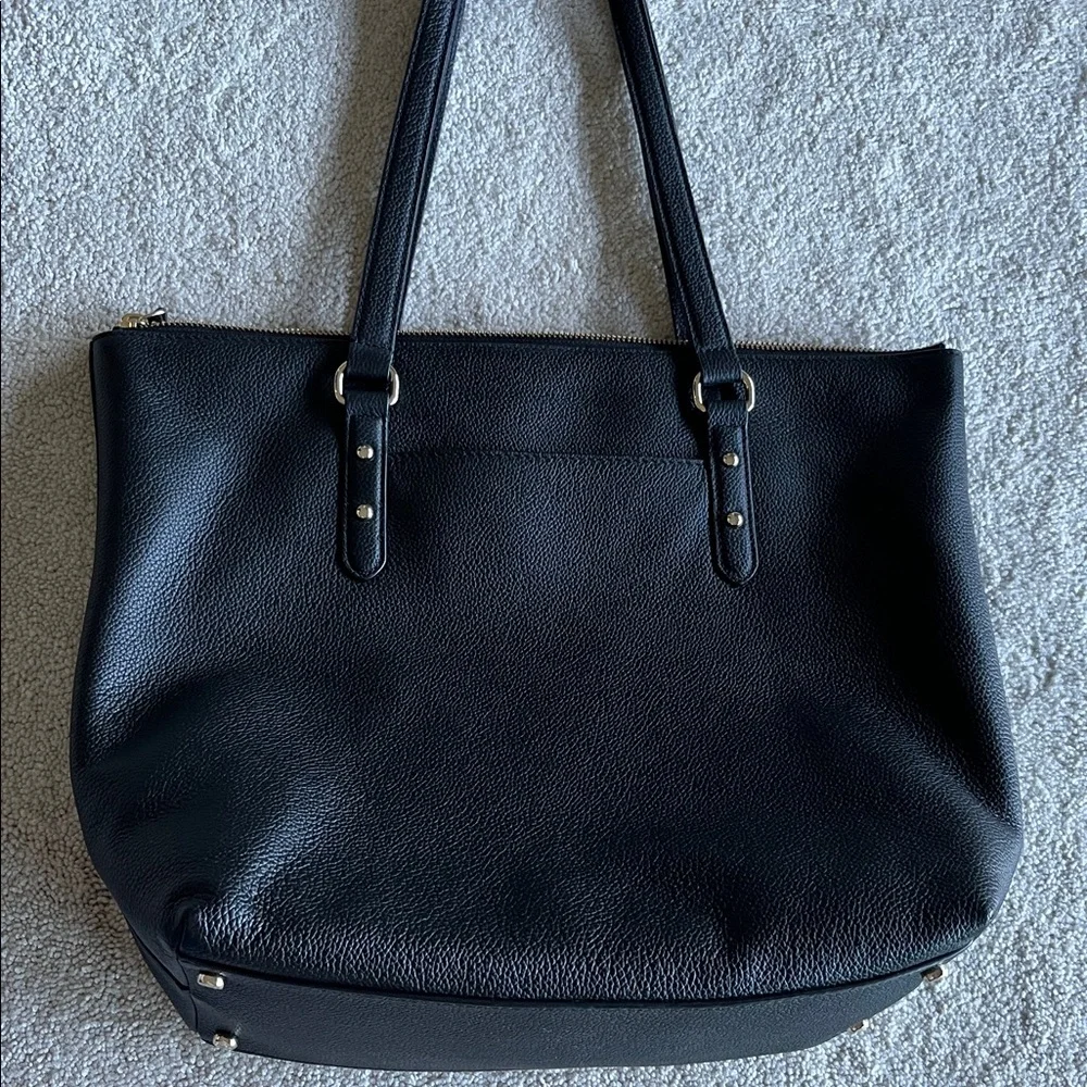 NWOT Kate Spade Black Pebbled Leather Shoulder Tote with Gold tone Hardware - Picture 4 of 10